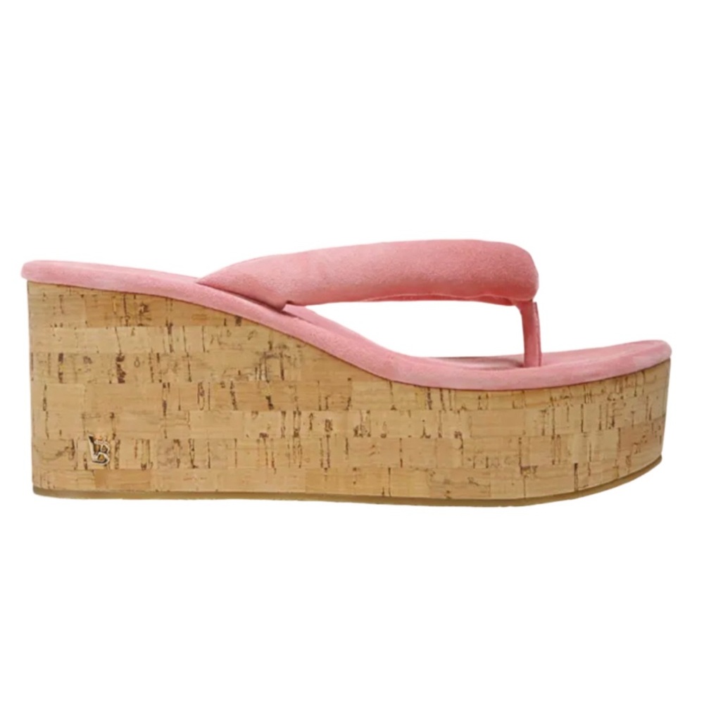 NWOB Veronica Beard Geno Cork Platform Pink Suede  Flip Flip Sandal - Sz 9.5
